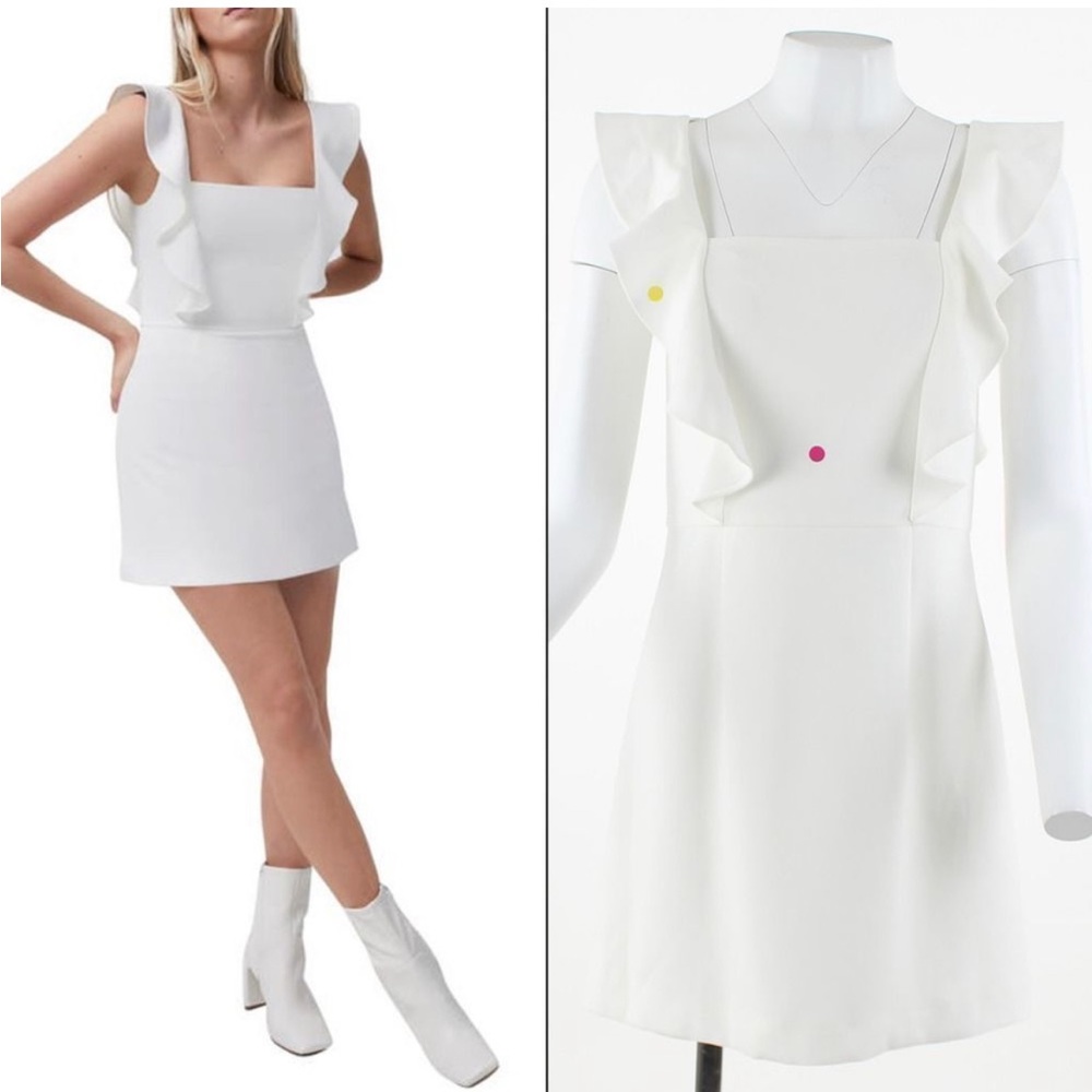 French Connection Whisper Ruffle Strap Minidress in Summer White
